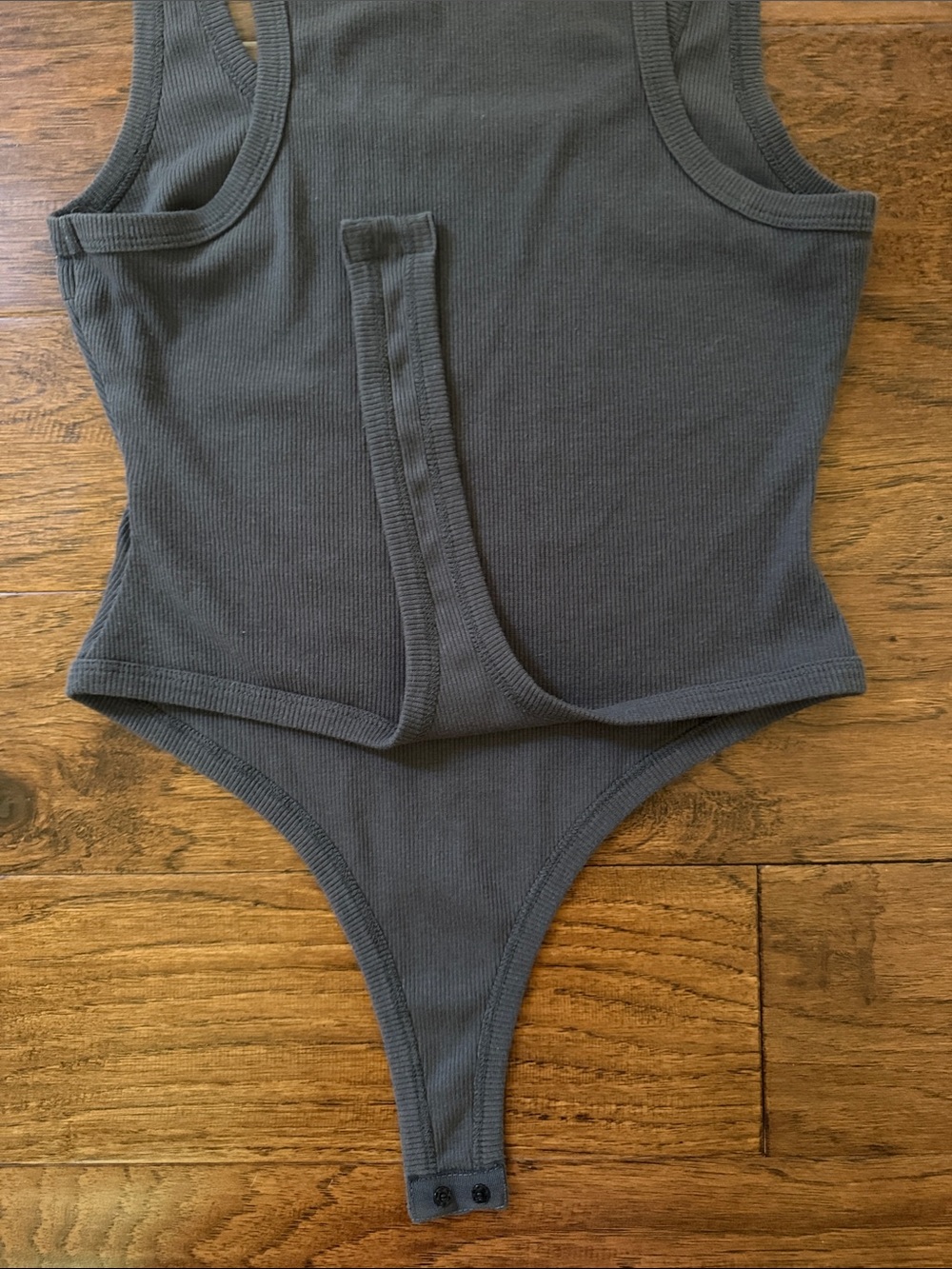 Princess Polly Charcoal Ribbed Scoop Neck Bodysuit - Picture 4 of 5